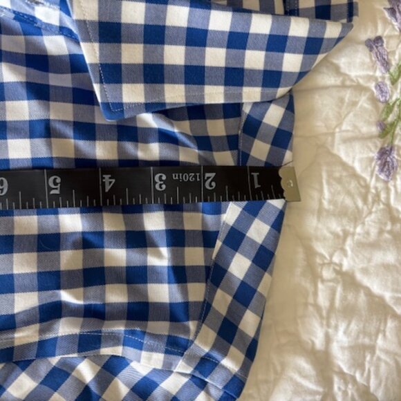 Twillory Men's Tailored Fit Blue & White Gingham Check Dress Shirt 17 32/33 - Picture 12 of 16